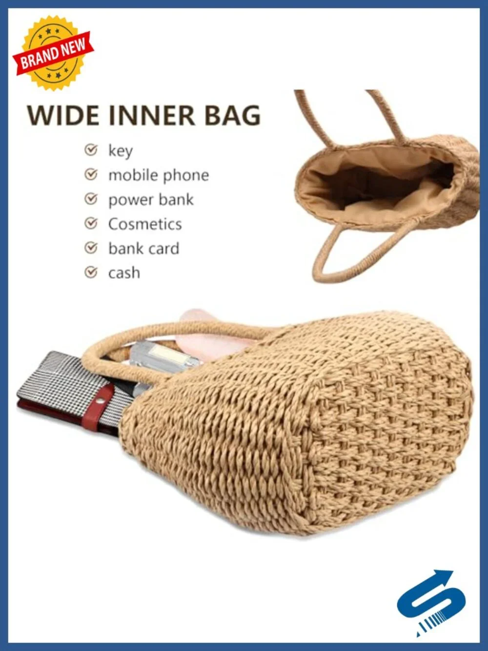 Straw Hobo Bag Handwoven Crossbody Beach Rattan Shoulder Purse